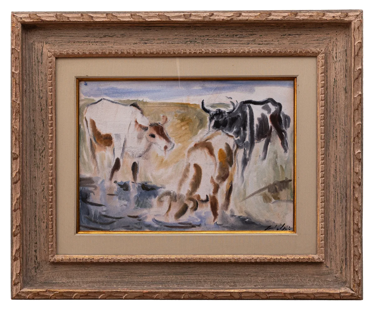 Vacas e Rio — Alfredo Volpi
